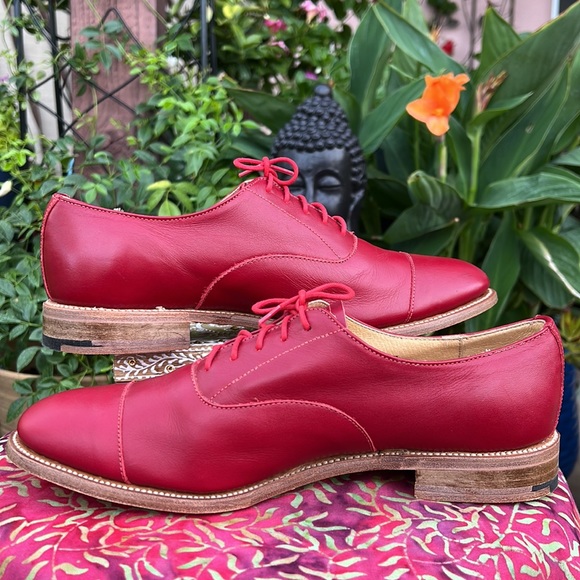 🏴󠁧󠁢󠁥󠁮󠁧󠁿 Jack Wills Made in England Red Leather Oxfords UK 6 - Picture 8 of 17